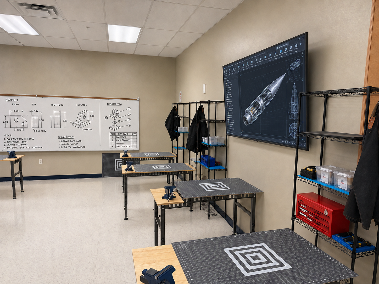 Student workstations inside the CCA FabLab.