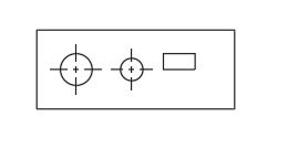 Top orthographic view showing circular holes and a rectangular slot for the lesson 1.3 part